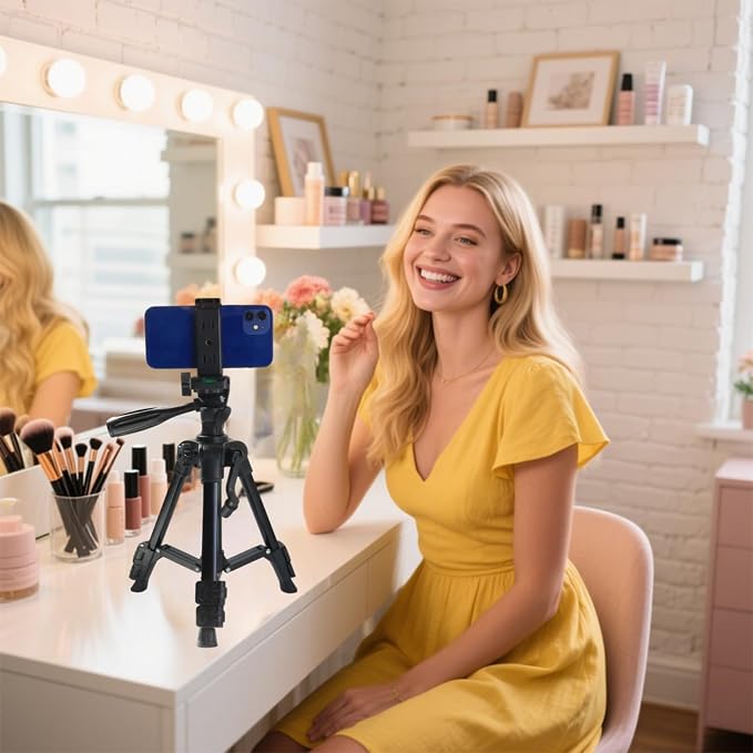 Small Tripod for Camera, Mini Tripod for Projector, Phone, DSLR, Laser Level, Portable Adjustable 11"-25" Height, 5 lbs Capacity, 360 Rotation, Includes Carry Bag and Phone Holder - Image 2