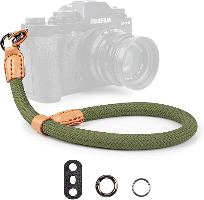 VOVMOEYA Rope Camera Wrist Strap,Camera Hand Strap Compatible with A6400 A6000 A7 IV,for Fujifilm X100V for Nikon Zf Z30 for Canon EOS R6 R7 R8 R10 Camera Wrist Straps for dslr - Green - Image 2