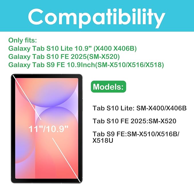 ProCase 1 Pack Screen + 3 Camera Lens Protector for Galaxy Tab S9/10 FE | for Galaxy Tab S10 Lite 5G 10.9"/Tab S10 FE 2025 / Tab S9 FE G WiFi 2023, Tempered Glass Film Guard Compatible with S Pen - Image 2