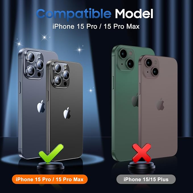UniqueMe for iPhone 15 Pro/15 Pro Max Camera Lens Protector-Bling Blue | 3 Pack-Drop Protection, Case Friendly, Camera Cover Screen, Update New Version - Image 7
