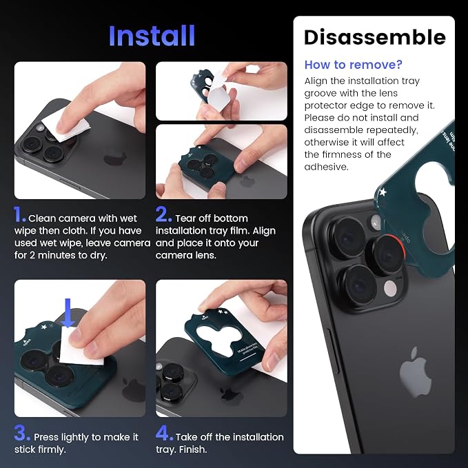 Tensea Camera Lens Protector for iPhone 16 Pro Max/16 Pro/15 Pro Max/15 Pro | Metal Aluminum Alloy Tempered Glass Cover Camera Screen Protector Accessories, Case Friendly - Image 7