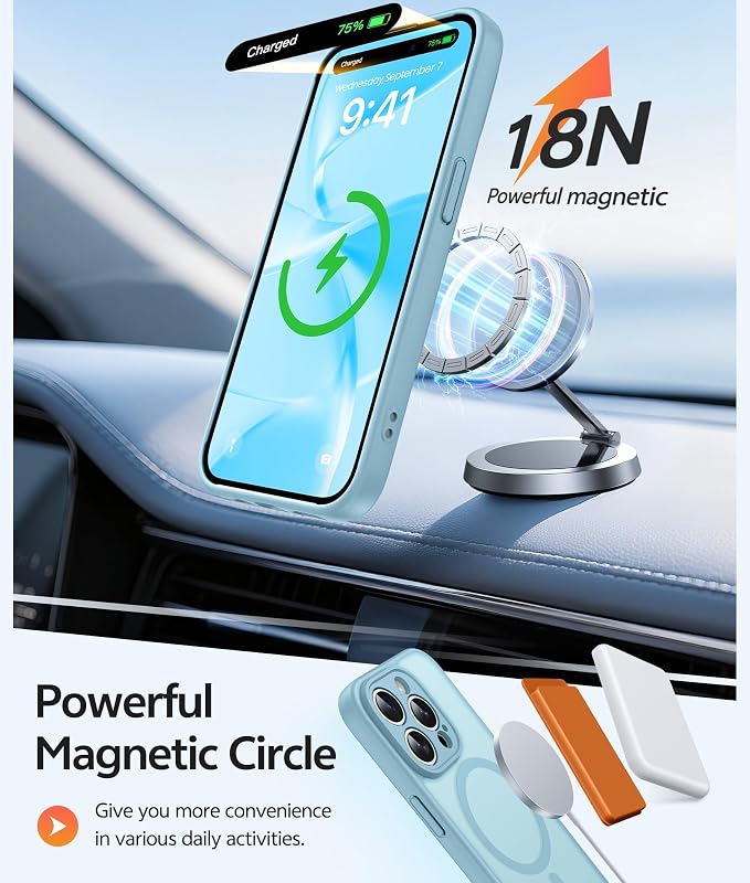 FNTCASE for iPhone 15 Pro Max Case, Fit for Magsafe, Glass Screen Protector | Full Camera Protection, Translucent Matte, 14FT Military Grade Drop Proof, Shockproof Protective Phone Cover, Teal - Image 3