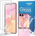 2+2 Pack Soft Flexible TPU Film Screen Protector for Samsung Galaxy Z Flip 8/Z Flip8 & Front Tempered Glass Screen Protector, HD Clear,Support Fingerprint Unlock,with Easy Installation Alignment Tool by Natbok