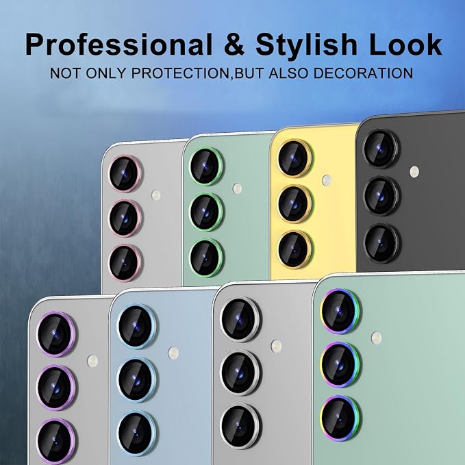 for Samsung Galaxy S24 FE Camera Lens Protector, Individual Metal Ring Tempered Glass Lens Cover, [Strong Adsorption] Scratch Resistant Ultra-Thin HD Clear Lens Cover, 1 Set-Green - Image 7