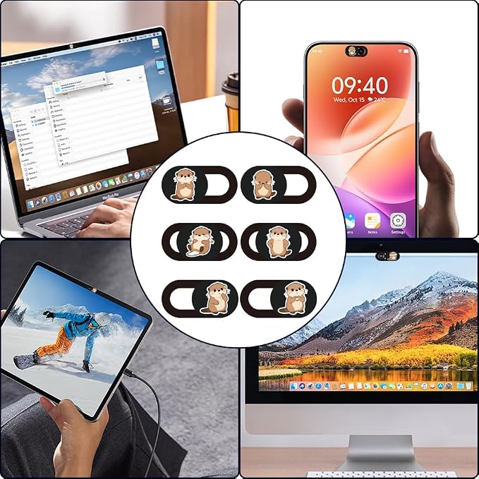 6Pcs 6 Styles Otter Cute Laptop Camera Cover Privacy Guard Accessories, 0.04 Inch Ultra Thin Webcam Cover Slide Protector Blocker for Desktop Computer Tablet Notebook Mini PC Office Use - Image 5