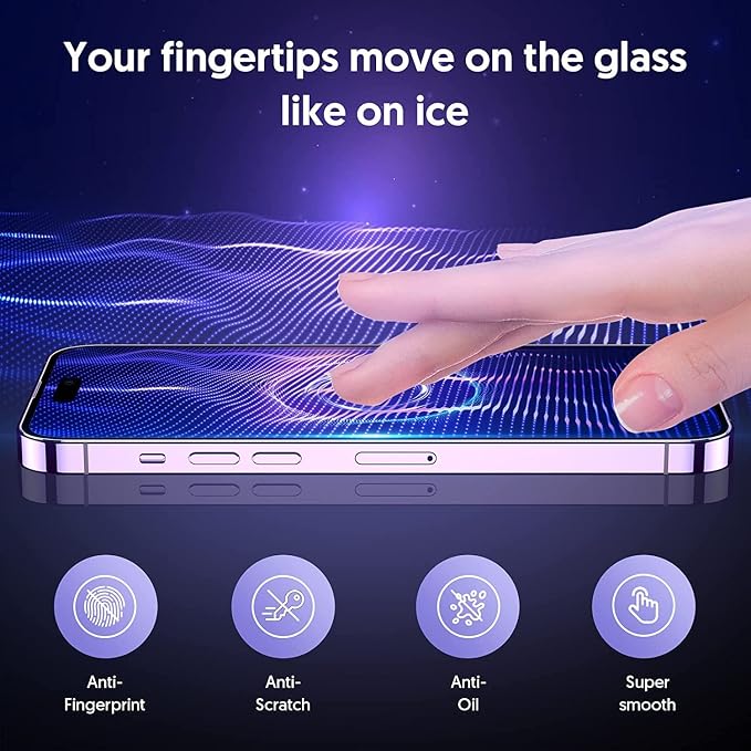 Fotbor for [3+3 Pack] iPhone 14 Pro Screen Protector with Camera Lens Protector, 9H Shatterproof Tempered Glass Film with Easy Installation Frame, HD Clear Sensitive Full Coverage 6.1 Inch - Image 8