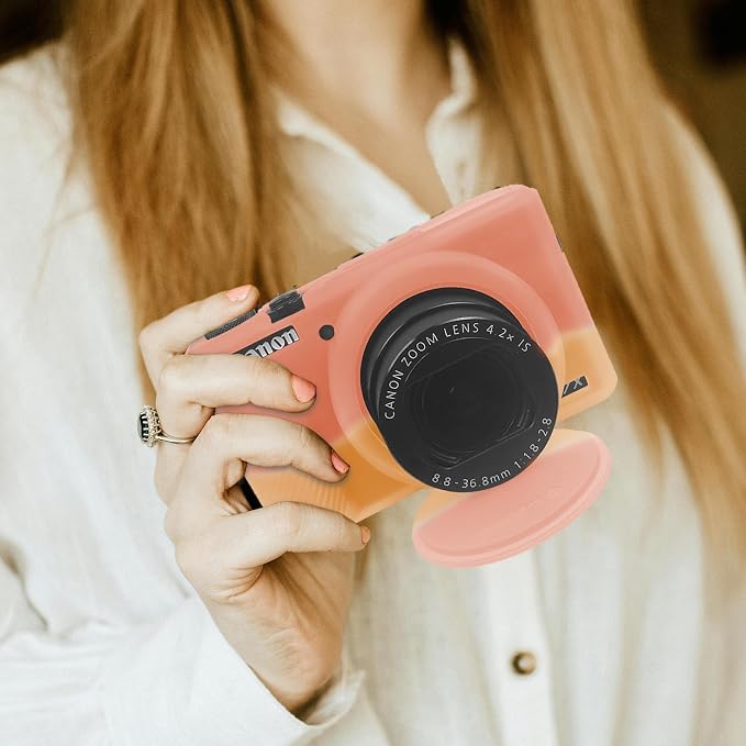 Easy Hood Camera Case Cover for Canon Powershot G7X Mark III(Red Orange) | With Removable Lens Cover,Soft Silicone Protective Case,Anti-Scratch,Slim Fit,Enhanced Grip,Lightweight Camera Accessories - Image 5