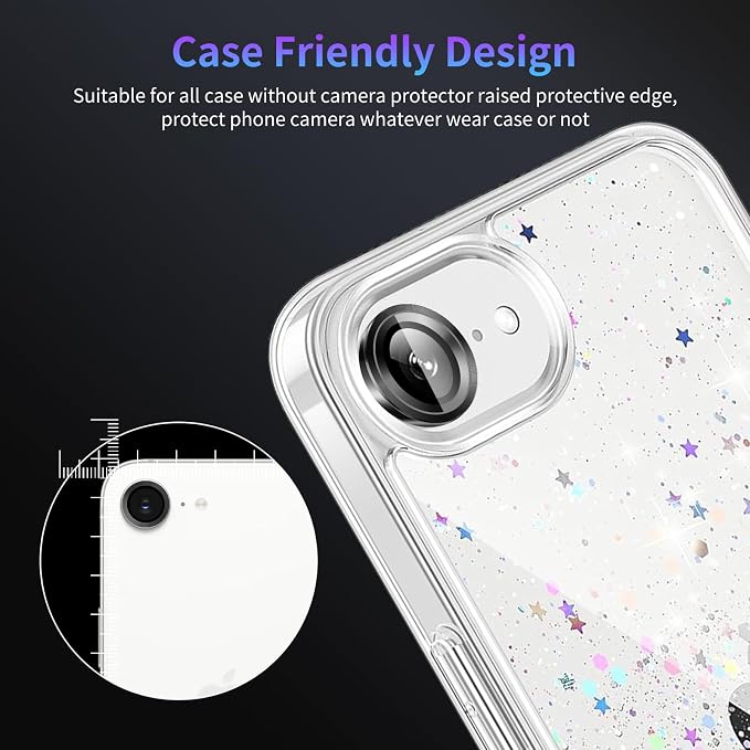 Camera Lens Protector for iPhone 16e / iPhone 17e,1 Pack | Tempered Metal Glass Camera Cover Film,HD Clear,Anti-Scratch Lens Screen Protector Film,Case Friendly,Black Titanium - Image 7