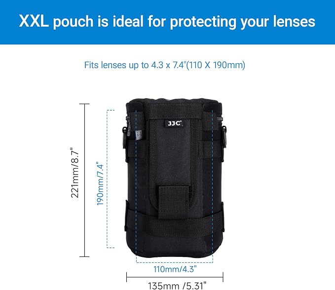 JJC Camera Lens Pouch Case for Fuji XF 50-140mm NIKKOR Z 28-135mm Lens | Fits lens 4.3 x 7.4", for CANON EF 70-200mm, EF 28-300mm, Fuji GF 100-200mm, CANON EF 70-200mm, 28-300mm Lens - Image 3