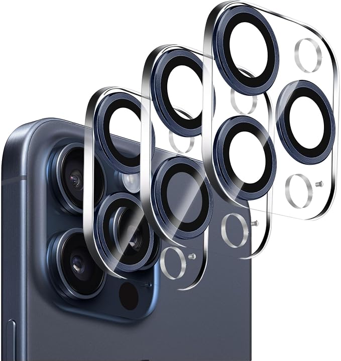 3 Pack Dengduoduo Tempered Glass Camera Lens Protector for iPhone 15 Pro 6.1" & for iPhone 15 Pro Max 6.7", Ultra HD, 9H Hardness, Anti-Scratch, Case Friendly, Easy to Install [No Affect on Night Shots] by Dengduoduo