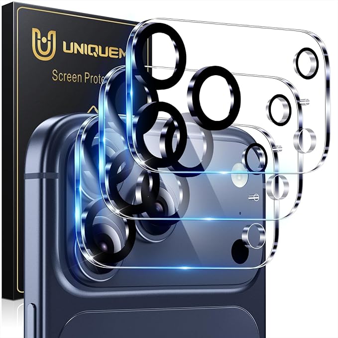 UniqueMe Compatible for 3 Pack iPhone 17 Pro Max Camera Lens Protector | HD Clear, Anti Scratch, Full-Coverage, Camera Cover, Easy to Install, Case Friendly by UniqueMe
