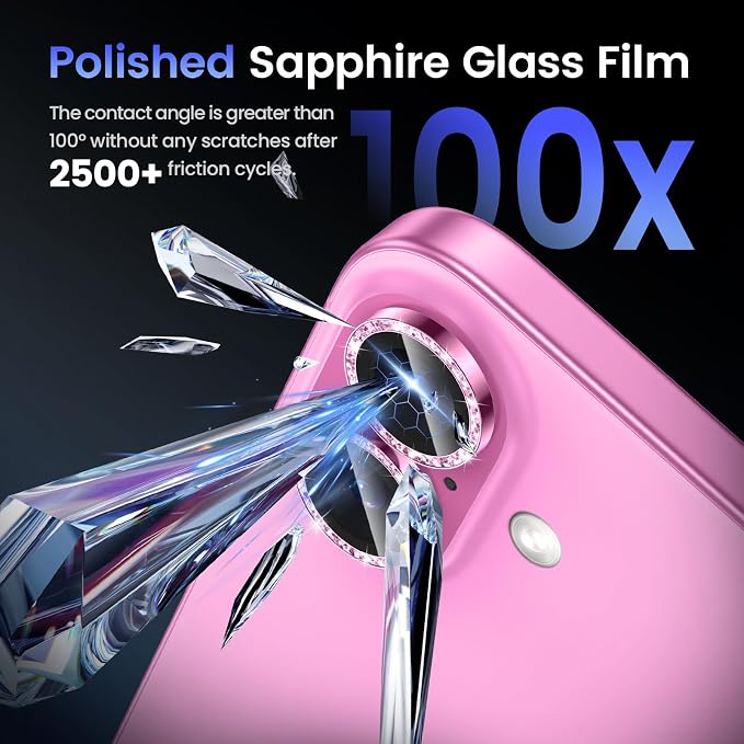 Tensea for iPhone 16/16 Plus Camera Lens Protector Bling, Camera Cover | 9H Tempered Glass Camera Screen Protector, Metal Individual Ring for iPhone16 6.1inch/ 16Plus 6.7inch, HD Clear, Easy Install - Image 5