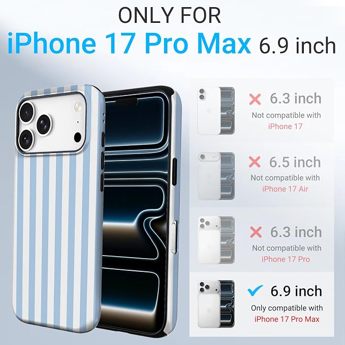 TPU Phone Case for iPhone 17 Pro Max, MagSafe Wireless Charging Compatible, Shockproof Slim Fit Protective Cover with Anti-Yellowing & Raised Camera Protection (blue stripe, iPhone 17 Pro Max(6.9")) - Image 2
