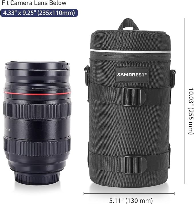 Camera Lens Case Lens Bag Compatible (4.33" x 9.25"(Nylon, Black)) - Image 2