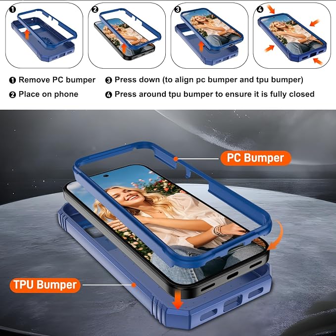 Gritup for Pixel 10 Case: Pixel 10 Pro Case with Screen Protector*2 | Magnetic Stand & Slide Camera Cover, Shock Proof Military-Grade para Google-Pixel-10/10 Pro Cover, Blue - Image 4