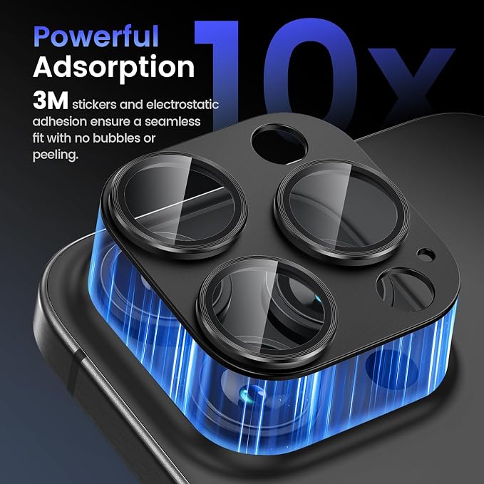 Tensea for iPhone 16 Pro Max/16 Pro/14 Pro Max/14 Pro Camera Lens Protector | Metal Aluminum Alloy Tempered Glass Cover Camera Screen Protector Accessories, Case Friendly - Image 6
