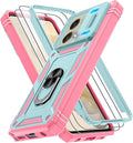 Gritup for Motorola Moto G Stylus 5G 2024 Case: G Stylus 2024 Case with Screen Protector*2 [Magnetic Stand] [Slide Camera Cover] Shock Proof Military-Grade para G Stylus-5G-2024 Green+Pink by Gritup