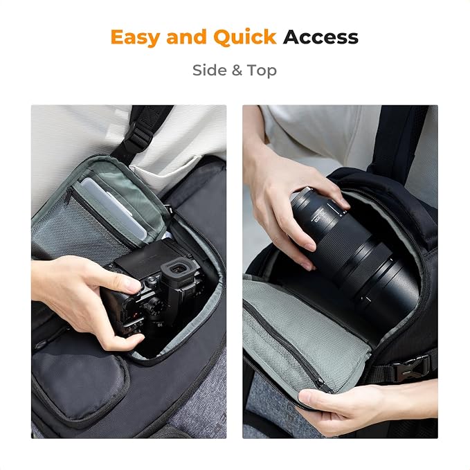 K&F CONCEPT Camera Backpack,25L Large Capacity Camera Bag for Photographers | Raincover, 15.6 Inch Laptop Compartment, Compatible for Canon/Nikon/Sony/DJI Mavic Drone, B10 - Image 3