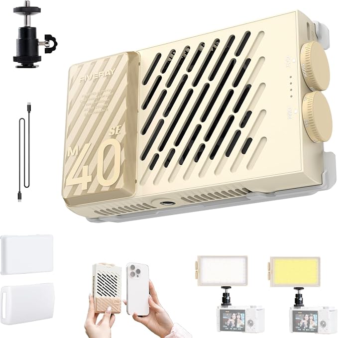 ZHIYUN FIVERAY M40 SE Combo 40W Bi-Color Video Light, 250g Portable Camera Light 17100 Lux 2700K-8500K CRI 95 TLCI 97+ LED Panel DSLR Photography Lighting for YouTube, TikTok by ZHIYUN