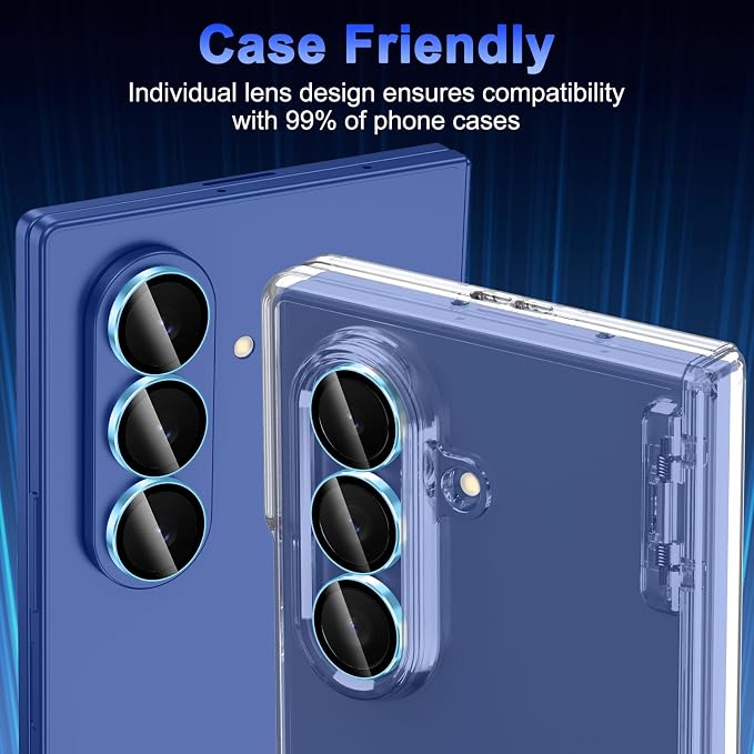 Meshine for Samsung Galaxy Z Fold 7 Camera Lens Protector,Scratch Proof,Strong Adsorption,9H Hardness with Metal Ring Camera Cover,Ultra Thin Case Friendly, Accessories Lens Protector,Blue - Image 6