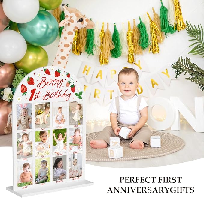 My First Year Photo Board Baby Milestone Signs One Year of Baby Photo Board, Best Babies Keepsake 10x14 Inches Acrylic Sign Decor Fits 2" x 3" Photo A03 - Image 3
