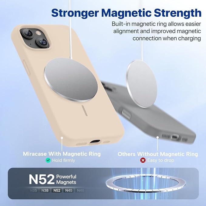 miracase Magnetic for iPhone 13 Case, [Soft Anti-Scratch Microfiber Lining], Compatible with MagSafe, Liquid Silicone Case Shockproof Drop Protection Phone Case for 13, Sand - Image 4