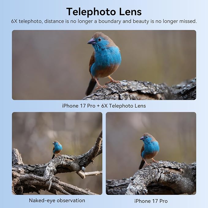 6X Telephoto Lens for Smartphone, HD Phone Camera Lens Kit with Universal Clip, Phone Lens Attachment for iPhone, Samsung and Android Phones, Wildlife, Sports, Concerts and Travel - Image 2