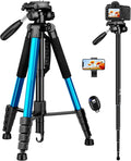 Victiv 72 inch Camera Tripod, Tall Tripod for Camera Cell Phone, Heavy Duty Camera Tripod Stand, Professional Aluminum Monopod, Compatible with Canon Nikon Sony DSLR Cameras - Blue by Victiv