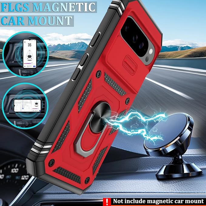 Gritup for Pixel 9 Pro XL Case Military-Grade Shockproof with Kickstand | with 2 PCS Screen Protector, Slide Camera Cover, Heavy Duty Outdoor Protection Funda para Pixel Pro 9 XL Cover, Red+Black - Image 7
