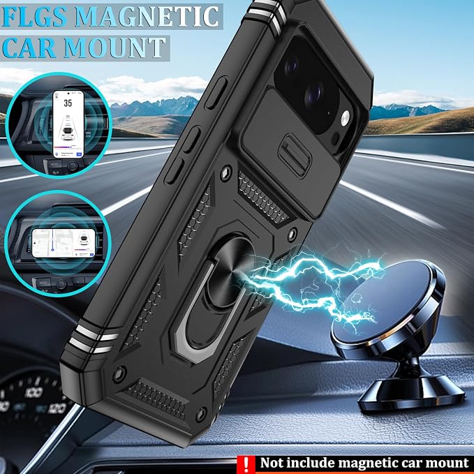 Gritup for Pixel 10 Case: Pixel 10 Pro Case with 2*Screen Protector, Magnetic Stand & Slide Camera Cover, Shock Proof Military-Grade para Google Pixel 10/10 Pro Cover, Black - Image 6