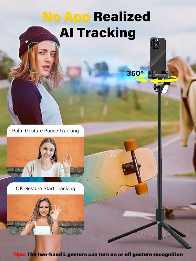 Gimbal Stabilizer for Smartphone,2-axis stabilizer Without APP face Tracking,4 in 1 Portable Phone Tripod,stabilizer for iPhone& Android,108CM Extension Rod,AOCHUAN M2PRO Black | 4-in-1 Portable Phone stabilizer, 108cm Extension Rod w/RGB Fill Light, C... - Image 2