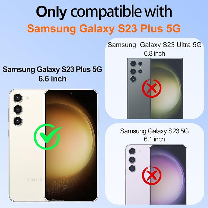 Fit for Samsung Galaxy S23+ Plus Case with Screen Protector*2, Build in 360° Rotating Ring Kickstand, Military Grade Protective Case for Samsung S23 Plus Phone, Red - Image 2