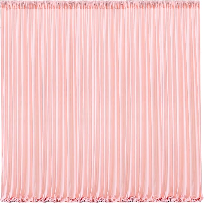 Blush Pink Backdrop Curtains-Wrinkle-Free Polyester Photography Drapes Party Curtain Background for Baby Shower Wedding Decorations- 32 X10FT by WishCare