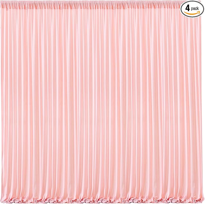 Blush Pink Backdrop Curtains-Wrinkle-Free Polyester Photography Drapes Party Curtain Background for Baby Shower Wedding Decorations- 16 X10FT by WishCare