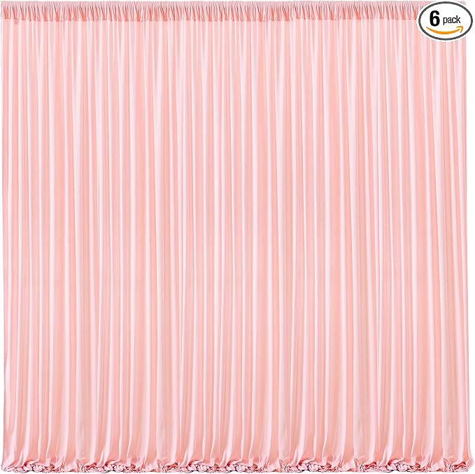 Blush Pink Backdrop Curtains-Wrinkle-Free Polyester Photography Drapes Party Curtain Background for Baby Shower Wedding Decorations- 24 X10FT by WishCare