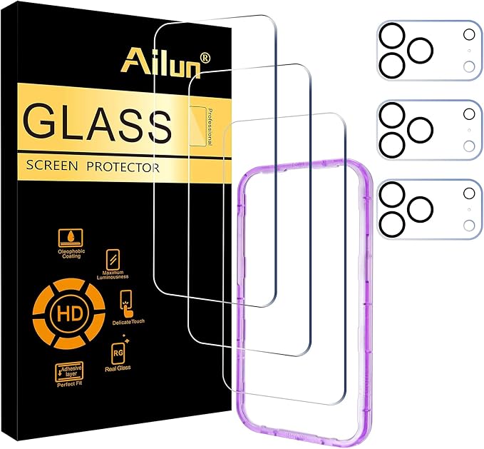 Ailun Screen Protector + Camera Lens Protector for iPhone 17 Pro Max | 3+3 Pack, 6.9 inch, Sensor Protection, Installation Frame, Case Friendly, Dynamic Island Compatible,Tempered Glass by Ailun