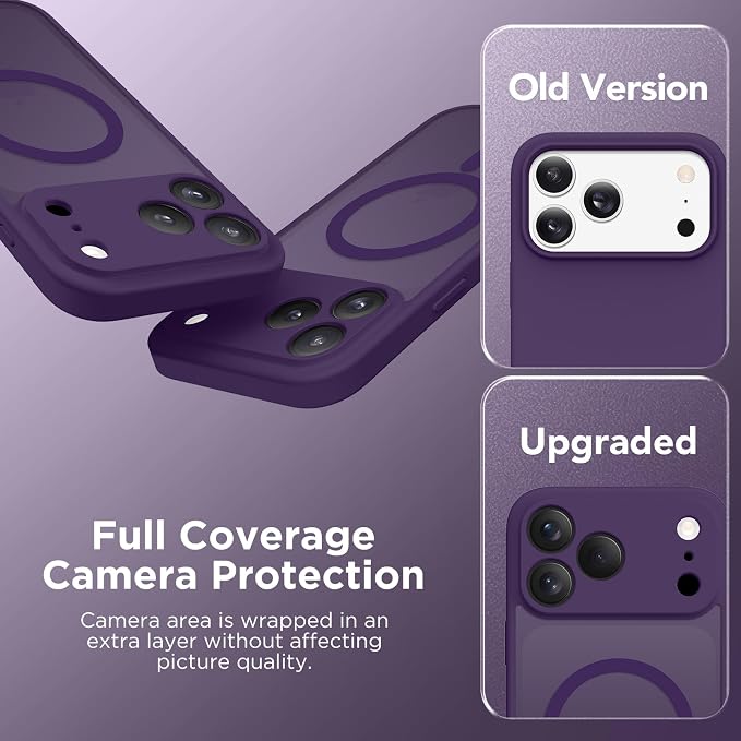 CAPRARO for iPhone 17 Pro Max Case, Compatible with MagSafe | Upgraded [Full Camera Protection] Protective Translucent Matte Women Girl Magnetic Phone Case Cover, Deep Purple - Image 7