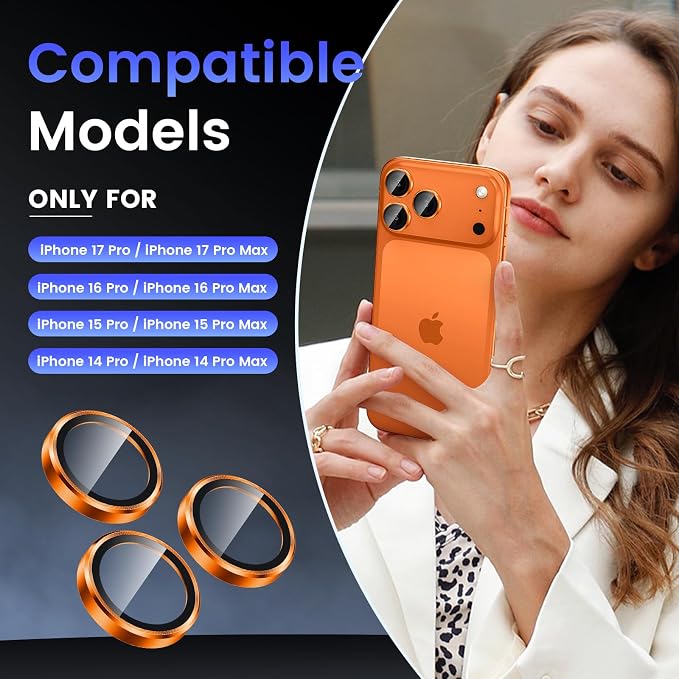 Tensea Camera Lens Protector Compatible For iPhone 17 Pro Max 17 Pro 15 Pro Max 15 Pro 16 Pro Max 16 Pro 14 Pro Max 14 Pro Metal Tempered Glass Cover Case Friendly - Image 2
