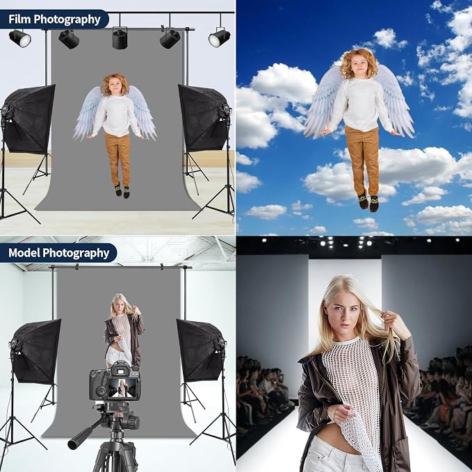 Gray Photo Backdrop for Photoshoot Solid Color Background 5x7 ft | Grey Photography Photobooth Curtain for Headshot, Homestudio, Portrait, Video, Meeting, Easy to Install, Washable Fabric - Image 2