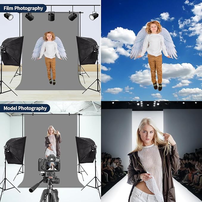 Gray Photo Backdrop for Photoshoot Solid Color Background 10x10 ft | Grey Photography Photobooth Curtain for Headshot, Homestudio, Portrait, Video, Meeting, Easy to Install, Washable Fabric - Image 2