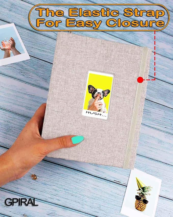 GPIRAL Mini Polaroid Photo Album Book 208 Vertical Photos - Linen 2x3 Photo Album Compatible with K-pop Photocards, Fujifilm Instax Mini Film 7s 8 9 11, Polaroid Snap/PIC 300, Zip Printer, Beige - Image 2