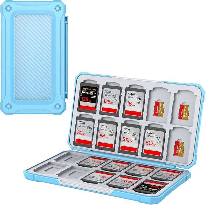 SD Card Case with 40 Precise Card Slots for SDXC Micro SD Cards | Hard ABS Shell & Soft Silicone , Precise 40 Card Slots,Magnetic Closure,Portable Memory Card Holder for Daily Travel by Unknown
