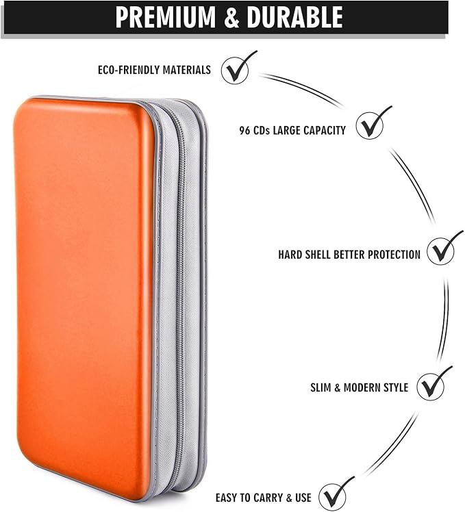 96‑Capacity Hard Plastic CD/DVD Binder for Car, Home & Travel | Zipper‑DVD Organizer, Scratch‑Resistant Sleeves Shield Discs From Dust & Damp; Stores Music, Video, Gaming & Blu‑ray Discs - Image 3