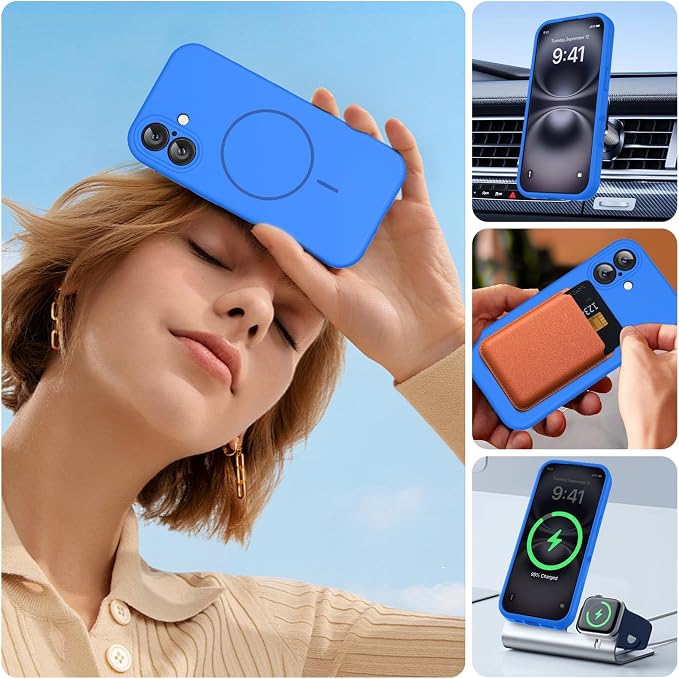 Miracase Silicone & Magnetic for iPhone 16 Case, Mediterranean Blue | Compatible with MagSafe, Anti-Scratch Microfiber Lining, Liquid Silicone Case Shockproof Drop Protection Phone Case for 16 - Image 7