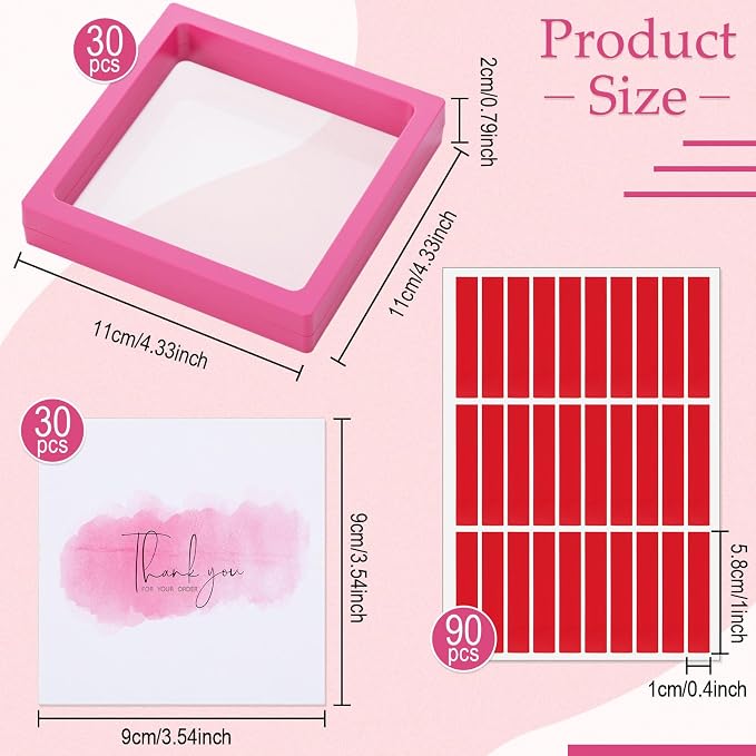meekoo 30 Pcs Press on Nail Packaging Box with 90 Pcs Adhesive Double Sided Tape Artificial Nail Display Case Storage Container Box Acrylic Packaging Organizer for Home Salon Art (Rose Red) - Image 2