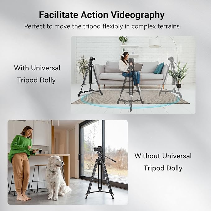 SmallRig Universal Photography Tripod Dolly, Heavy Duty with 3" Rubber Wheels, Adjustable Legs and Carry Bag, 33 lbs Capacity Tripod Wheels for Canon for Sony Cameras Camcorder Video Lighting- 3986 - Image 5