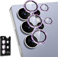for Samsung Galaxy S25 Ultra Camera Lens Protector, Individual Metal Ring Tempered Glass Lens Cover, [Strong Adsorption] Scratch Resistant Ultra-Thin HD Clear Lens Cover, 1 Set-Purple Sparkly by Btscase
