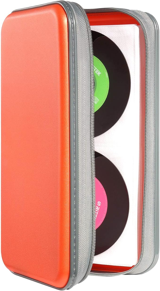 UENTIP 96 Capacity CD Case,Portable DVD Hard Plastic Case Holder CD Organizer Wallet Protective DVD Storage (96, Orange) by UENTIP