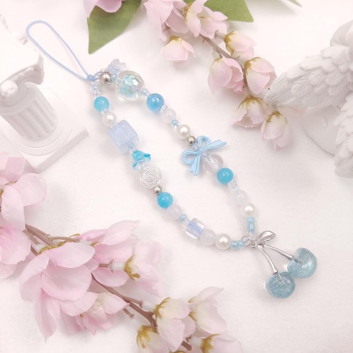 cioatu Phone Charms Cute Cherry Butterfly Cell Phone Lanyard Strap Wrist Strap for Bag Airpods Camera Pendants Decor - Image 2