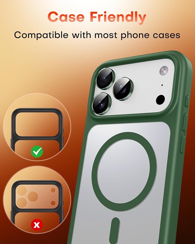 TOCOL Camera Lens Protector for iPhone 17 Pro Max/iPhone 17 Pro Tempered Glass HD Individual Scratch Resistant Camera Cover Accessories Case Friendly 2 Pack（Alpine Green） - Image 7